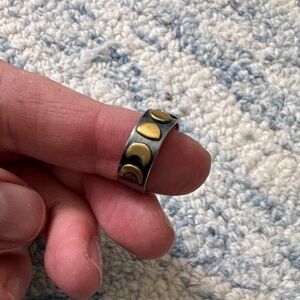 Moon phase ring size 7 silver and bronze